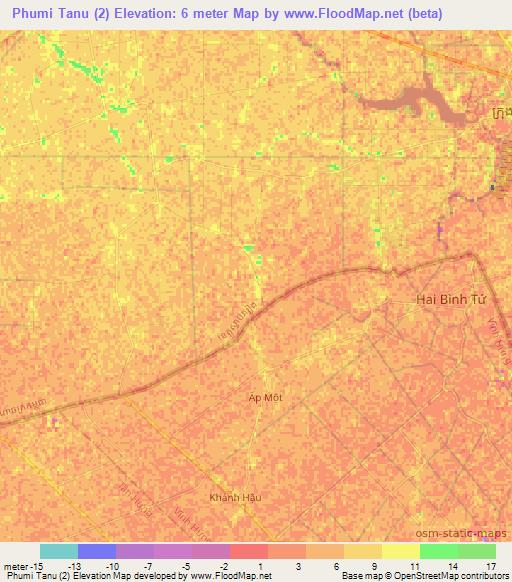 Phumi Tanu (2),Cambodia Elevation Map