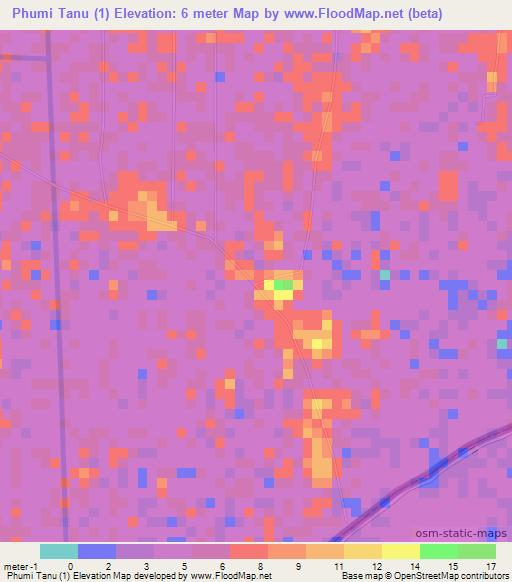 Phumi Tanu (1),Cambodia Elevation Map
