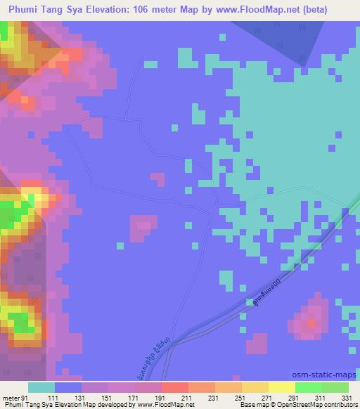 Phumi Tang Sya,Cambodia Elevation Map