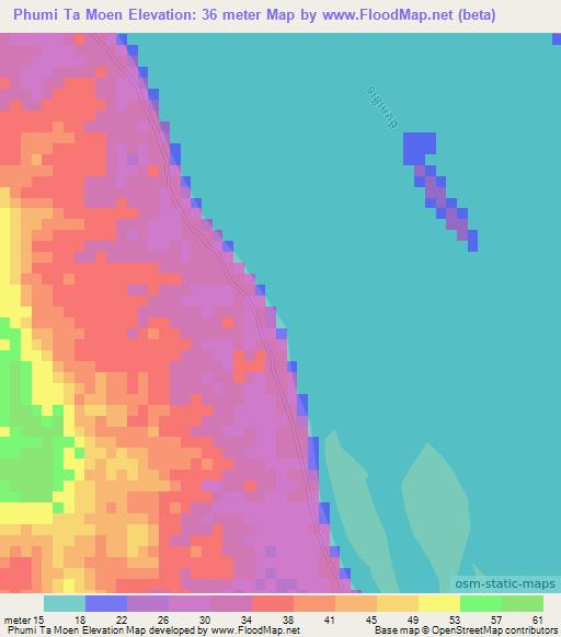Phumi Ta Moen,Cambodia Elevation Map