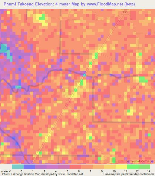 Phumi Takoeng,Cambodia Elevation Map
