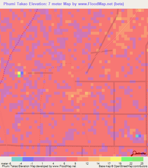 Phumi Takao,Cambodia Elevation Map