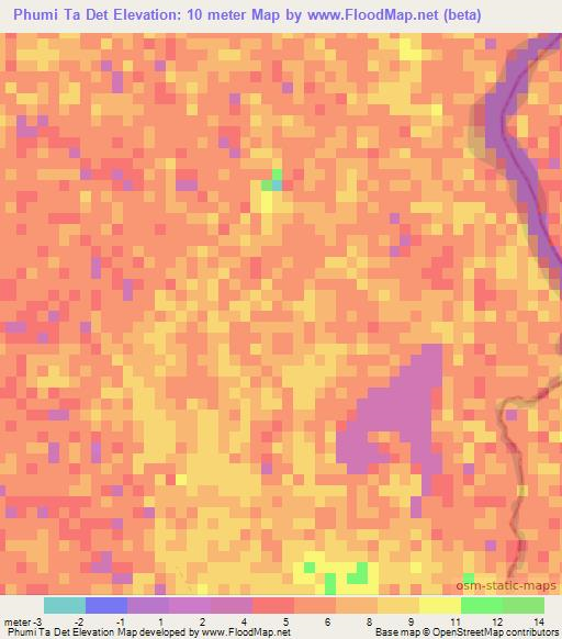 Phumi Ta Det,Cambodia Elevation Map
