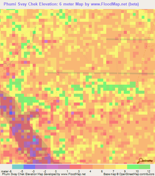 Phumi Svay Chek,Cambodia Elevation Map