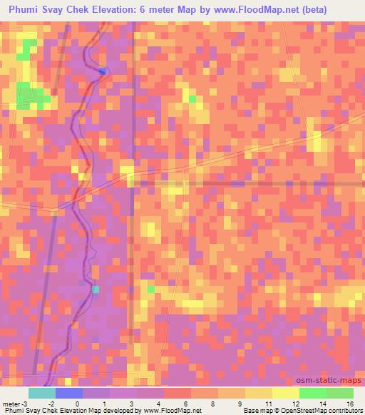 Phumi Svay Chek,Cambodia Elevation Map