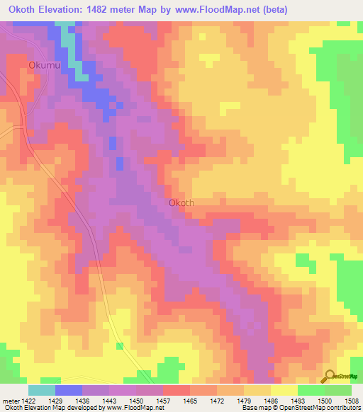 Okoth,Kenya Elevation Map