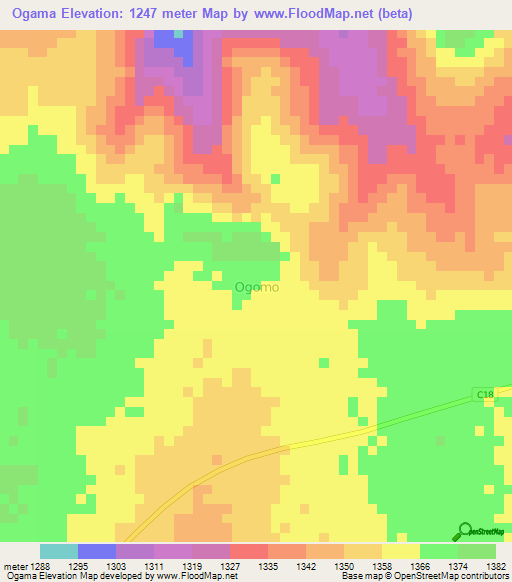 Ogama,Kenya Elevation Map