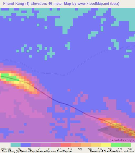 Phumi Rung (1),Cambodia Elevation Map