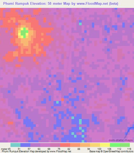 Phumi Rumpuk,Cambodia Elevation Map