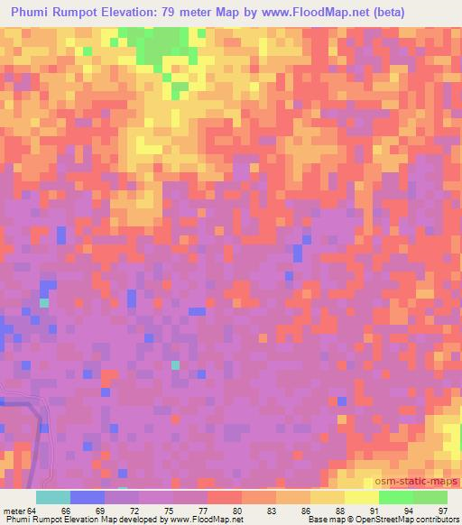 Phumi Rumpot,Cambodia Elevation Map