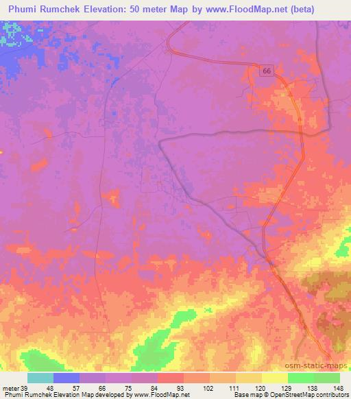 Phumi Rumchek,Cambodia Elevation Map