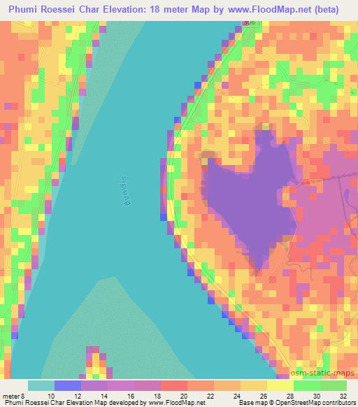 Phumi Roessei Char,Cambodia Elevation Map
