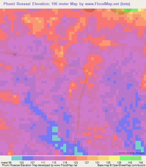 Phumi Roessei,Cambodia Elevation Map