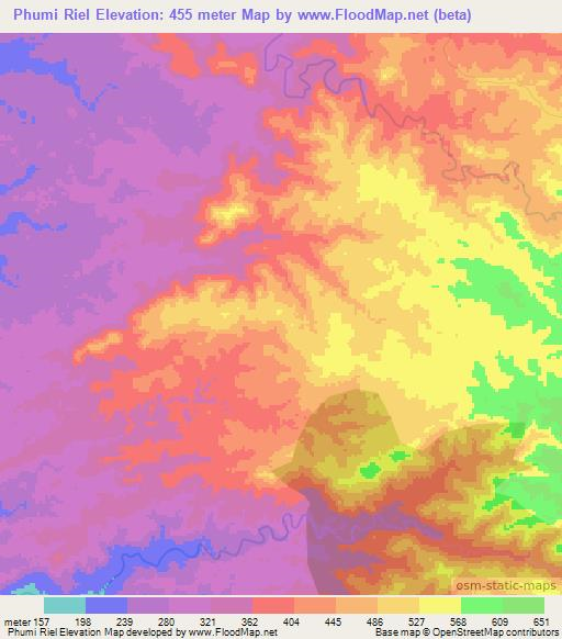 Phumi Riel,Cambodia Elevation Map