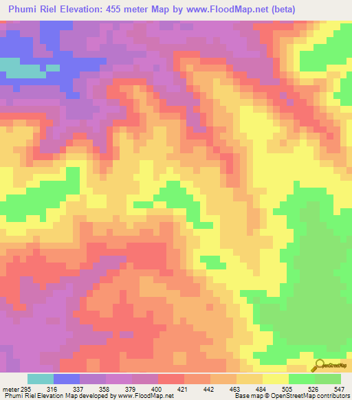 Phumi Riel,Cambodia Elevation Map