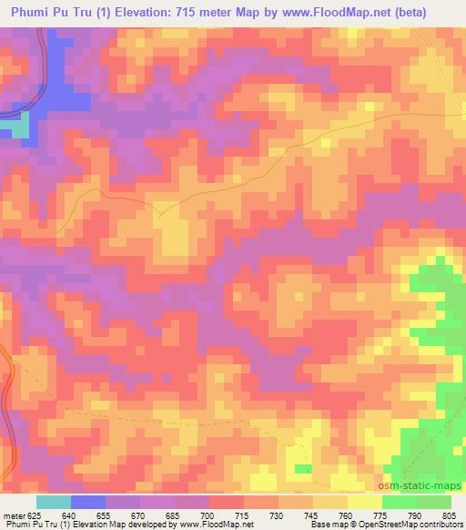 Phumi Pu Tru (1),Cambodia Elevation Map