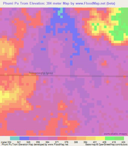 Phumi Pu Trom,Cambodia Elevation Map