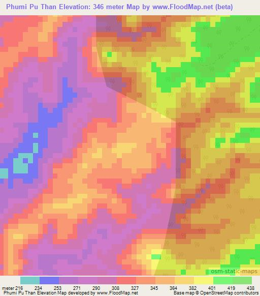 Phumi Pu Than,Cambodia Elevation Map