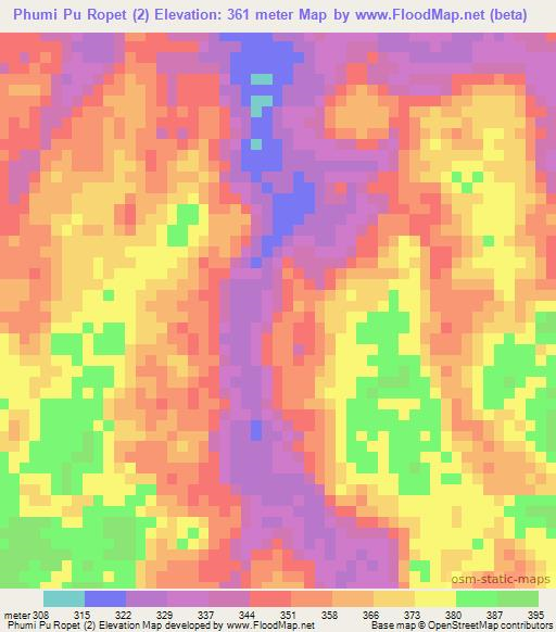 Phumi Pu Ropet (2),Cambodia Elevation Map
