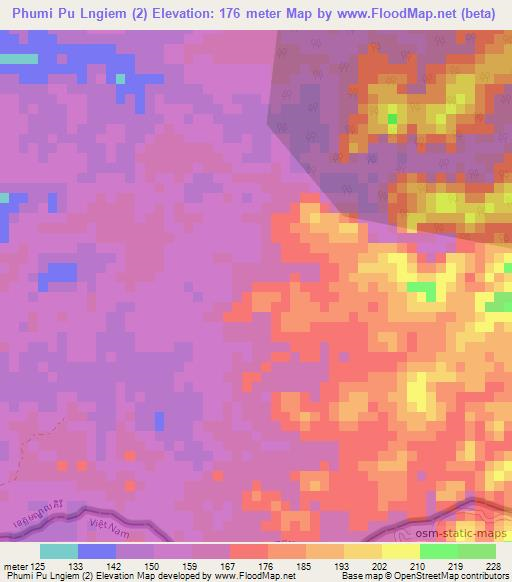 Phumi Pu Lngiem (2),Cambodia Elevation Map