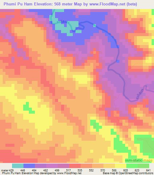Phumi Pu Ham,Cambodia Elevation Map