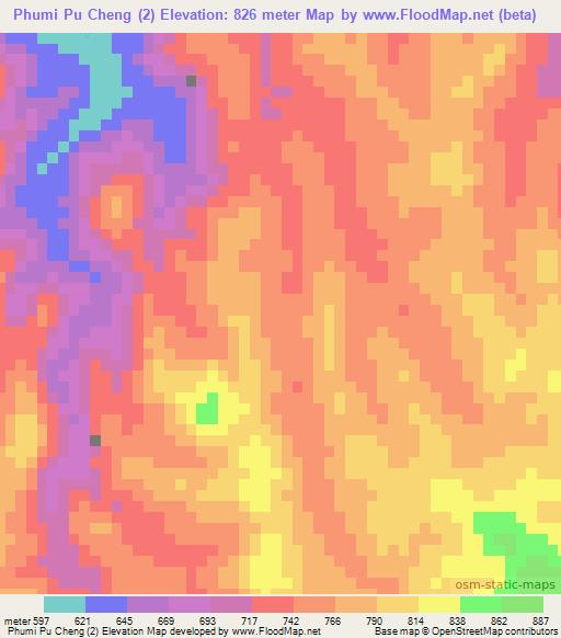 Phumi Pu Cheng (2),Cambodia Elevation Map
