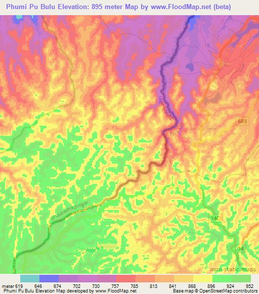 Phumi Pu Bulu,Cambodia Elevation Map