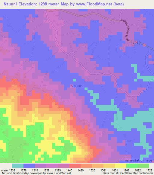 Nzuuni,Kenya Elevation Map