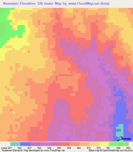 Nzeewani,Kenya Elevation Map