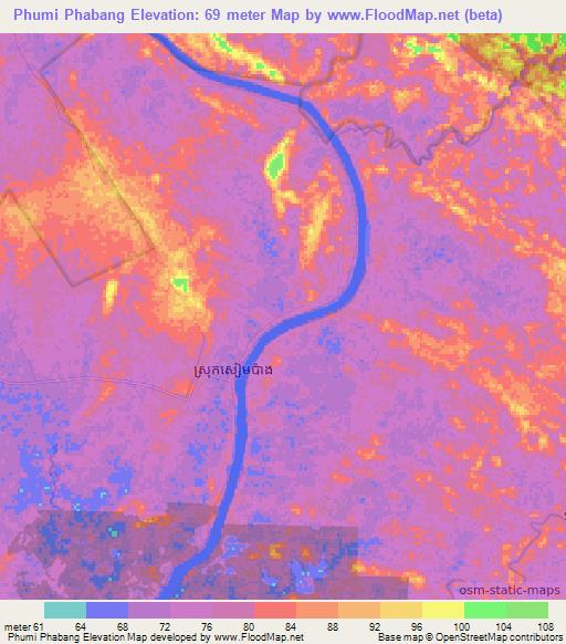 Phumi Phabang,Cambodia Elevation Map