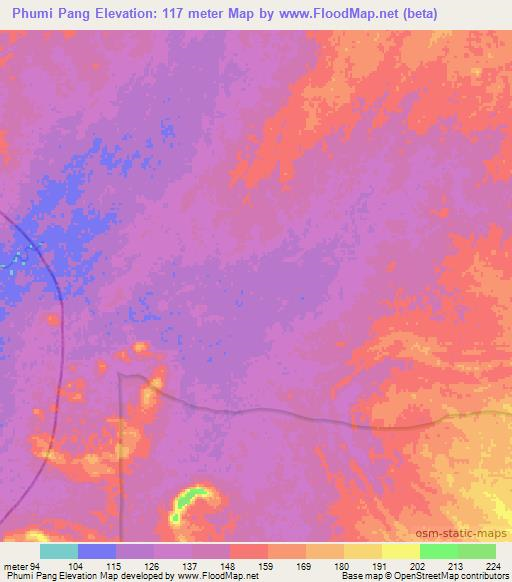 Phumi Pang,Cambodia Elevation Map