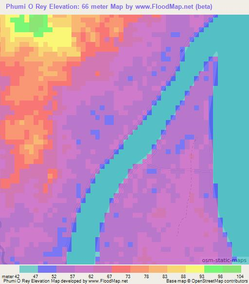 Phumi O Rey,Cambodia Elevation Map