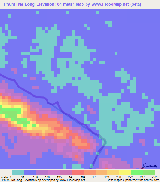 Phumi Na Long,Cambodia Elevation Map