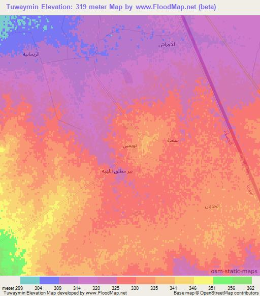 Tuwaymin,Syria Elevation Map