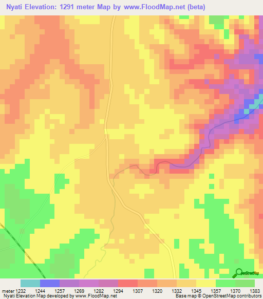 Nyati,Kenya Elevation Map