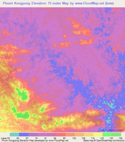 Phumi Kongpong,Cambodia Elevation Map