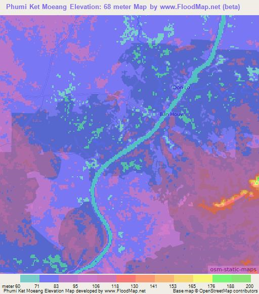Phumi Ket Moeang,Cambodia Elevation Map