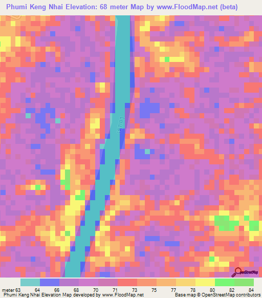 Phumi Keng Nhai,Cambodia Elevation Map