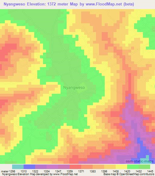 Nyangweso,Kenya Elevation Map