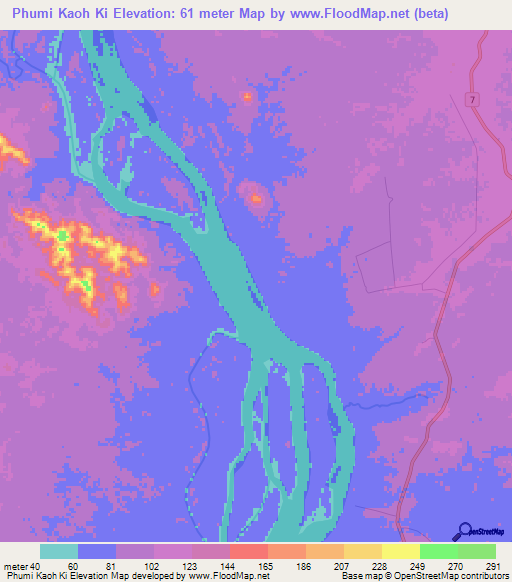 Phumi Kaoh Ki,Cambodia Elevation Map