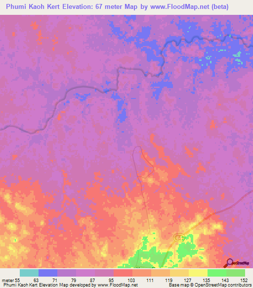 Phumi Kaoh Kert,Cambodia Elevation Map