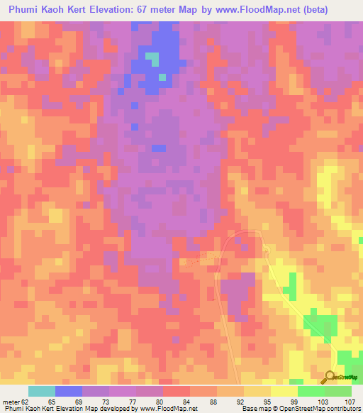 Phumi Kaoh Kert,Cambodia Elevation Map