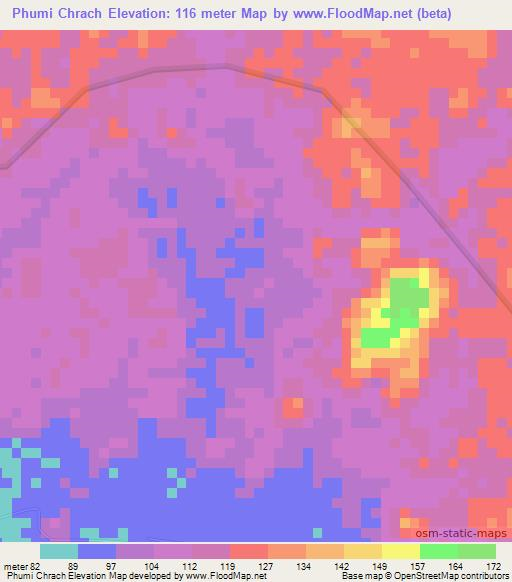 Phumi Chrach,Cambodia Elevation Map