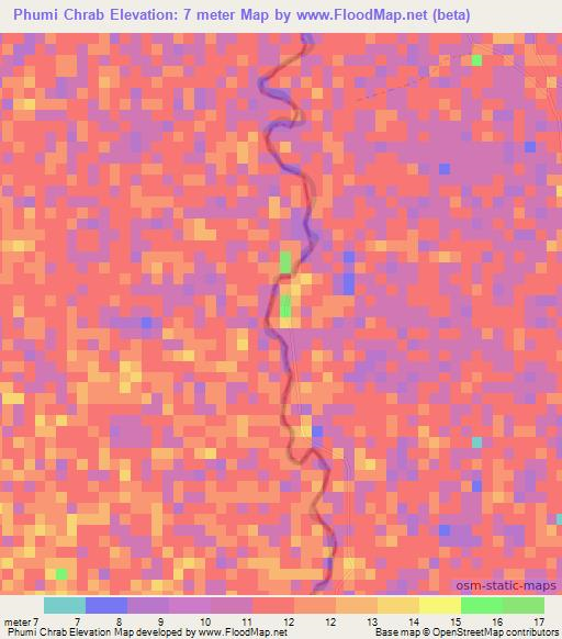 Phumi Chrab,Cambodia Elevation Map