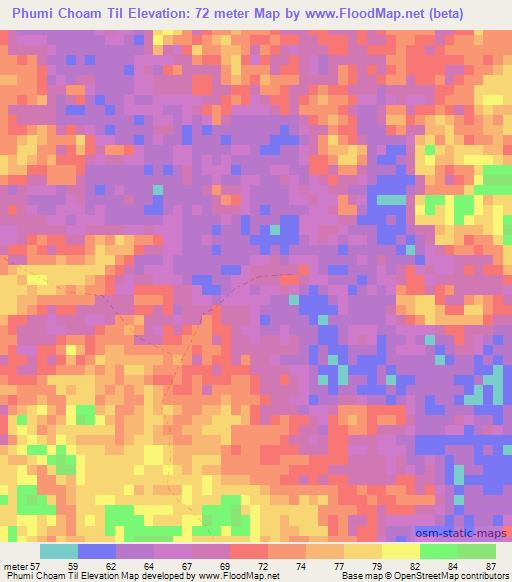 Phumi Choam Til,Cambodia Elevation Map