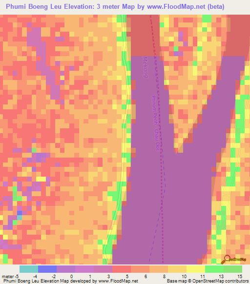 Phumi Boeng Leu,Cambodia Elevation Map