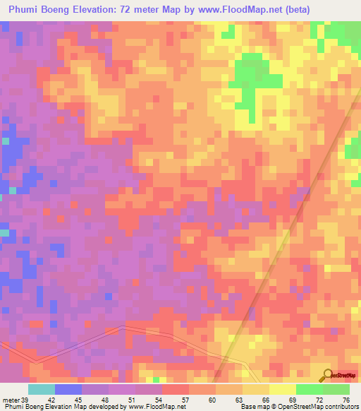 Phumi Boeng,Cambodia Elevation Map