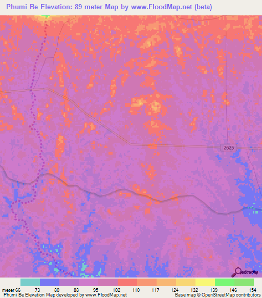 Phumi Be,Cambodia Elevation Map