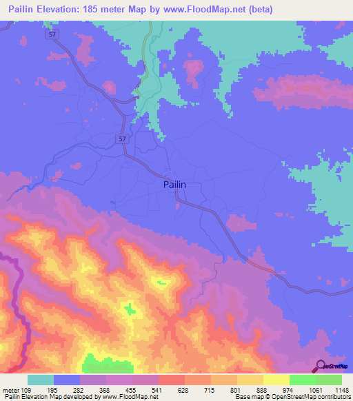 Pailin,Cambodia Elevation Map