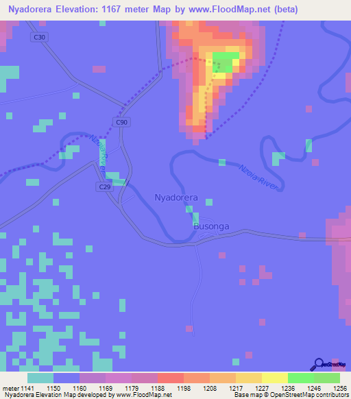 Nyadorera,Kenya Elevation Map